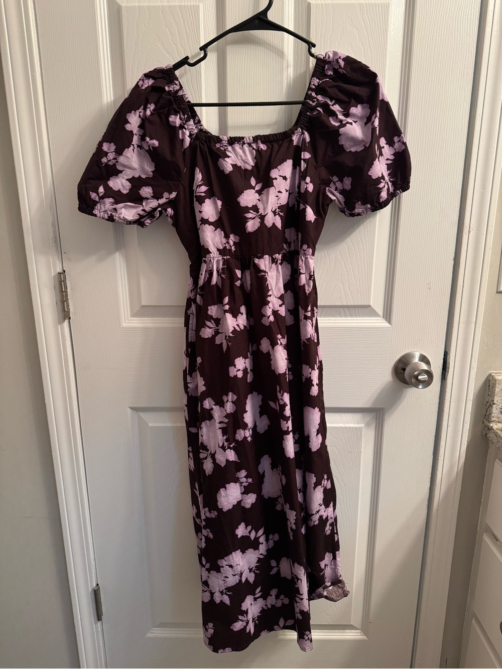 Time and Tru Plum Midi Dress with Light Pink Floral Print